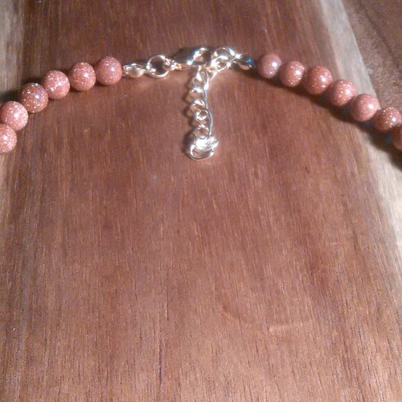 Gold Sandstone and Peach Glass Necklace - Picture 11 of 13